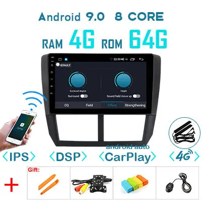 1280P Android 9,0 4G 64G Carplay gps радио для Subaru Forester 3 SH 2007-2013 Аксессуары седан DVD НАВИГАЦИЯ ips экран без DVD - Цвет: 4G 64G DSP CARPLAY