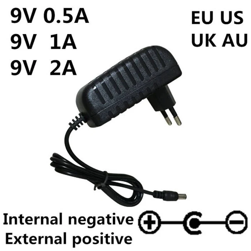 AC 100-240V DC 9 V 0.5A 1A 2A Электрогитары Stompbox Питание Адаптер зарядного устройства Вольт