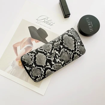 

Long Women Wallet 2020 New Zipper Purse and Wallet Fashion High Quality Serpentine PU Leather Ladies Dinner Clutch ID Card Bags