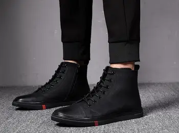 

2019 new high autumn and winter men's shoes Martin boots men's tide to help shoes casual shoes men's Gaobang shoes