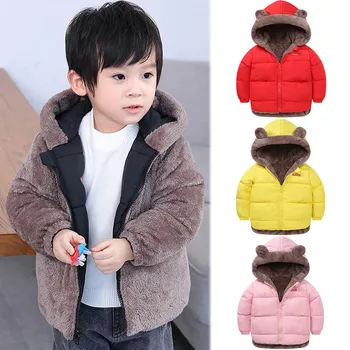 

Winter jacket women Toddler Baby Girls Winter Windproof Coat Bear Ears Hooded Thicken Outwear Jacket