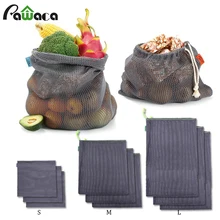 9 шт многоразовые мешки для производства, сумки для покупок из хлопчатобумажной сетки, органические экологически чистые моющиеся сумки для хранения фруктов и овощей