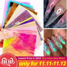 16 цветов пламя наклейки для ногтей Пламя Дизайн ногтей мотоцикл Вдохновленный полный трафарет наклейки для ногтей маникюр голографические золотые серебряные розы