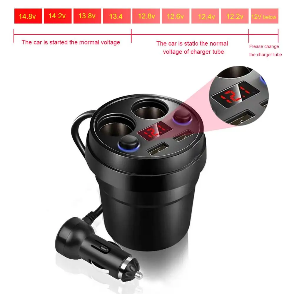 

LED Display Car Charger 2 USB DC / 5V 3.1A Cup Power Socket Adapter Cigarette Lighter Splitter Mobile Phone Chargers