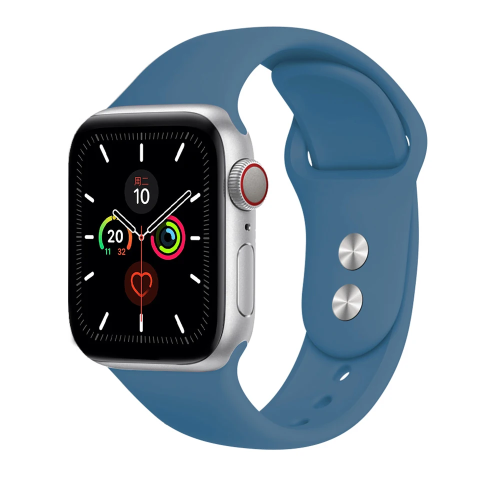 Спортивный силиконовый ремешок для apple iwatch серии 5/4/3/2/1, сменный ремешок для наручных часов, ремешок для apple watch 42mm 44 мм, 38 мм, 40 мм - Цвет ремешка: Denim Blue