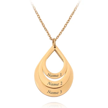 

Family Jewelry Personalized Name Necklace Laser Engrave 3 Names Pendant Necklace Exquisite Elegant Custom Jewelry Drop Shipping