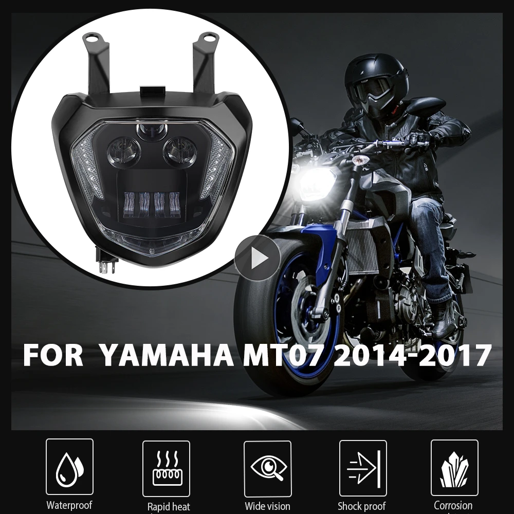KEMiMOTO для YAMAHA MT07 передняя фара MT 07 Светодиодная лампа DRL FZ07 2014 2015 2016 2017