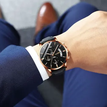 

Men calendar casual fashion quartz montre homme belt heren horloge jam tangan pria reloj hombre relogio masculino watches clocks