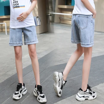 

929# Summer Thin Denim Maternity Straight Half Jeans Casual Loose Short Jeans Clothes for Pregnant Women Pregnancy Shorts