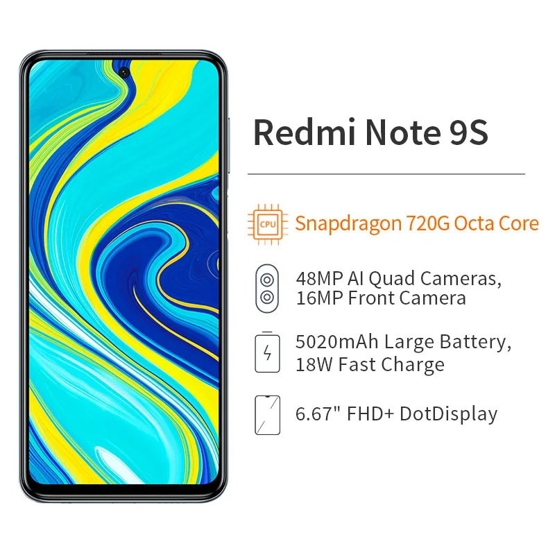 Глобальная версия Xiaomi Redmi Note 9S 9 S 6 ГБ 128 ГБ/4 64 Гб Смартфон Snapdragon 720 Octa Core 48MP AI четыре
