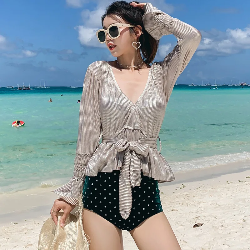 

Two-piece Swimsuits Women's Three-piece Set Bikini Conservative Small Bust Gathering Belly Covering Slimming-South Korea Hot Spr