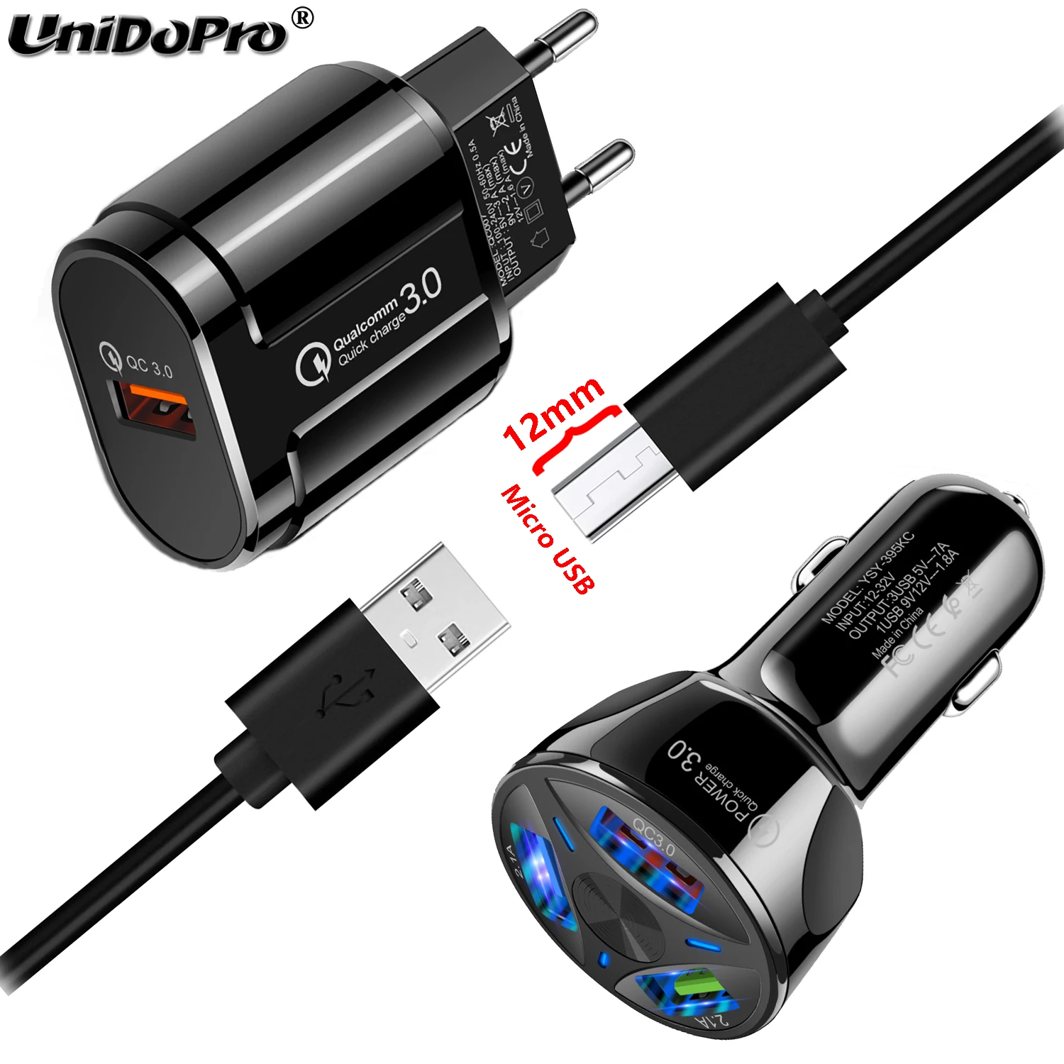 QC 3 0 EU AC автомобильное зарядное устройство 12 мм наконечник Micro USB кабель для Oukitel