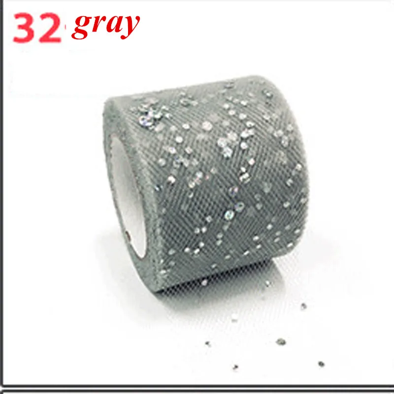 Gray 25 ярдов 5 см блестки тюль рулон катушка юбка пачка ткань свадебная отделка органзы лазерные поделки день рождения поставки - Цвет: Gray