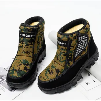 

Plus Size Men Boots Fashion Winter Boots For Men Fur Winter Snow Boots Plush Camouflage Mans Footwear Warm Waterproof Men Shoes