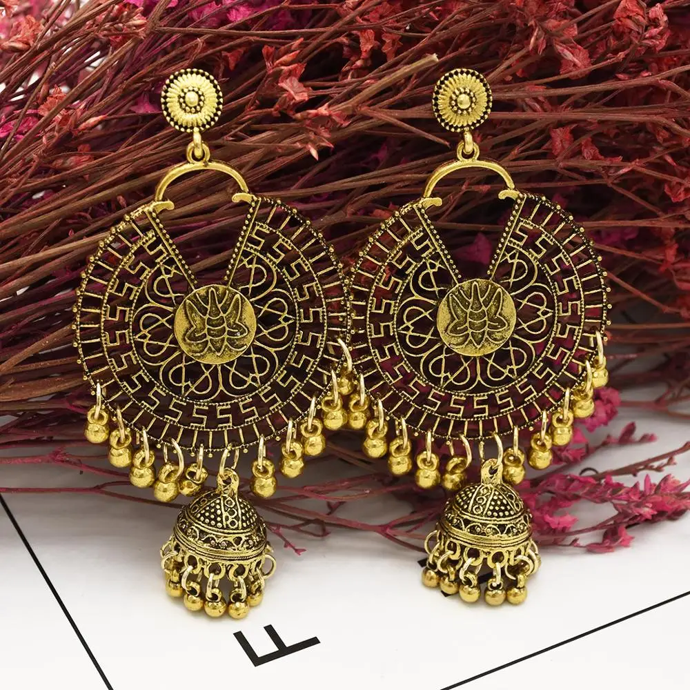 Болливуд оксидированные Серебряные Золотые традиционные Jhumka Jhumki индийские большие длинные серьги с кисточками для женщин Свадебные Ювелирные украшения в этническом стиле