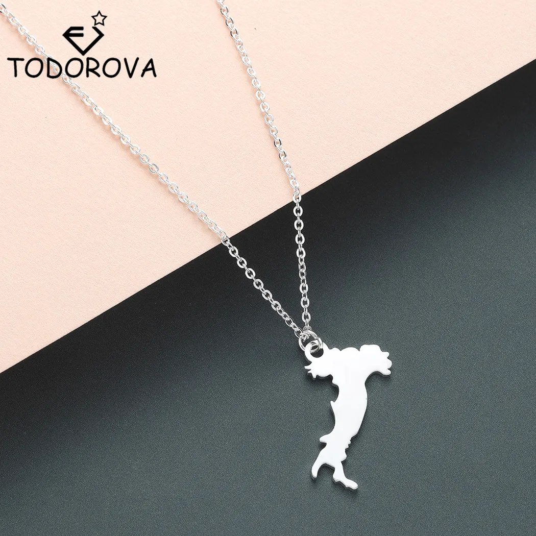Todorova European Country Italy Map Pendant Necklace Stainless Steel Jewelry Italian Maps Capital of Italy Rome City Necklaces