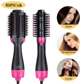 

HiPiCok One Step Hair Dryer and Volumizer Hot Air Brush Hair Straightener Curler Comb Curling Brush Hairdryer Hair Styling Tools