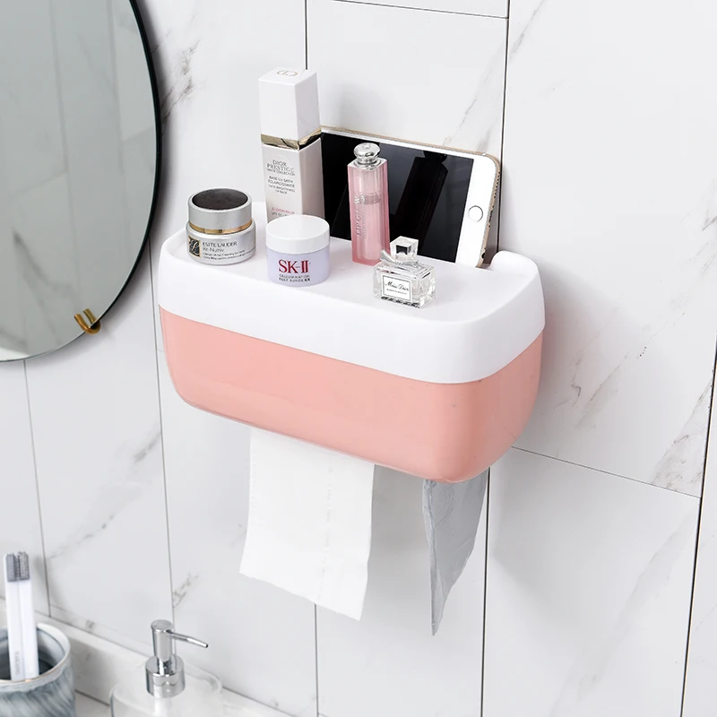 Creative Bathroom Tissue Dispenser Waterproof Toilet Paper Holder Roll Paper Storage Box Bathroom Paper Phone Holder Plastic