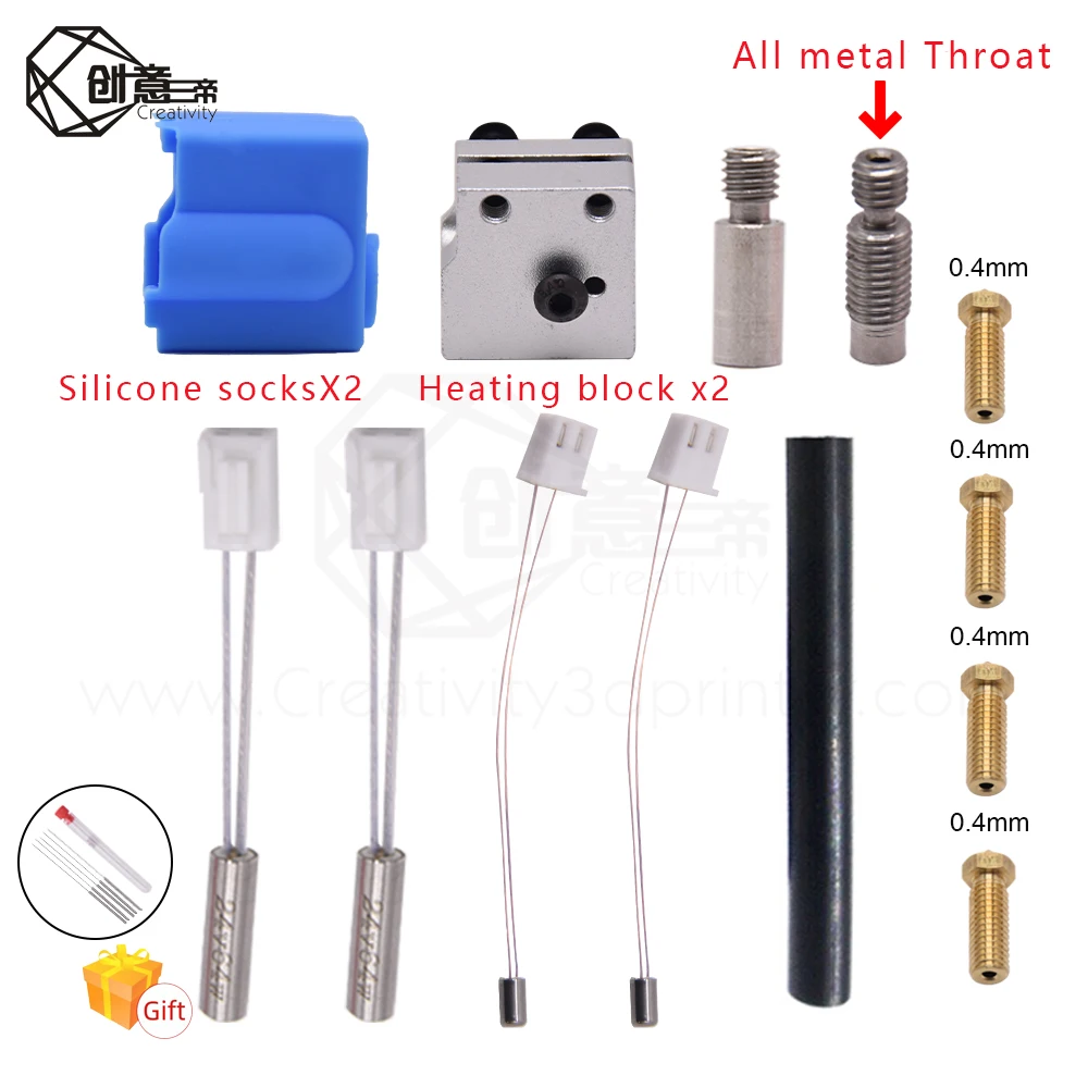 

3dprinter parts Sidewinder X1 and Genius Original Silicone Nozzle Kit Volcano Hotend Metal Titan Extruder Idler Arm 0.4mm Nozzle