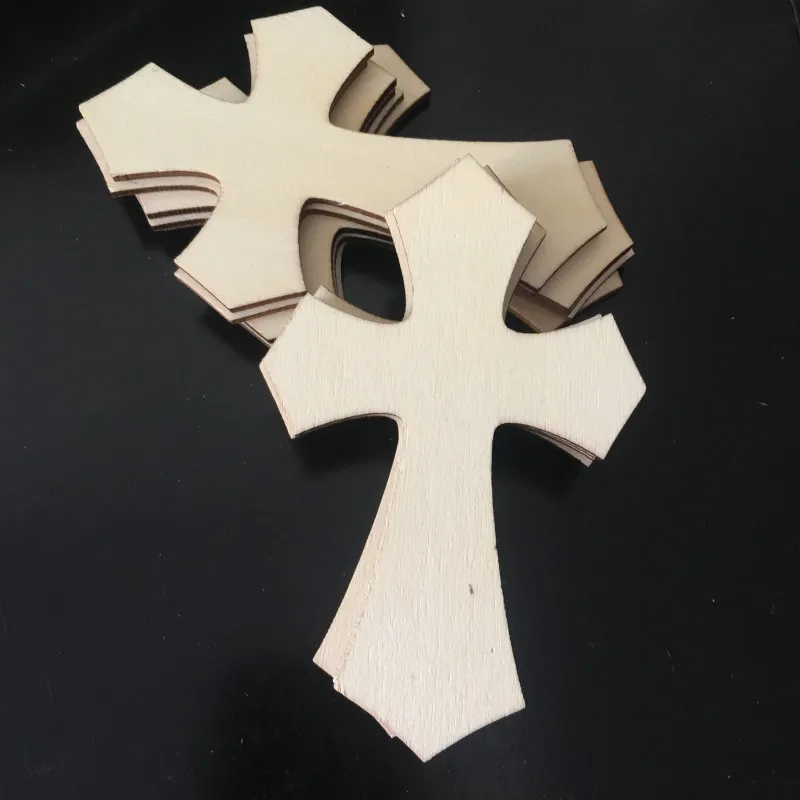 10 Pieces Cross Shaped Wood Pieces for Wooden Craft DIY Projects, Sunday School, Church, Home Decoration 2