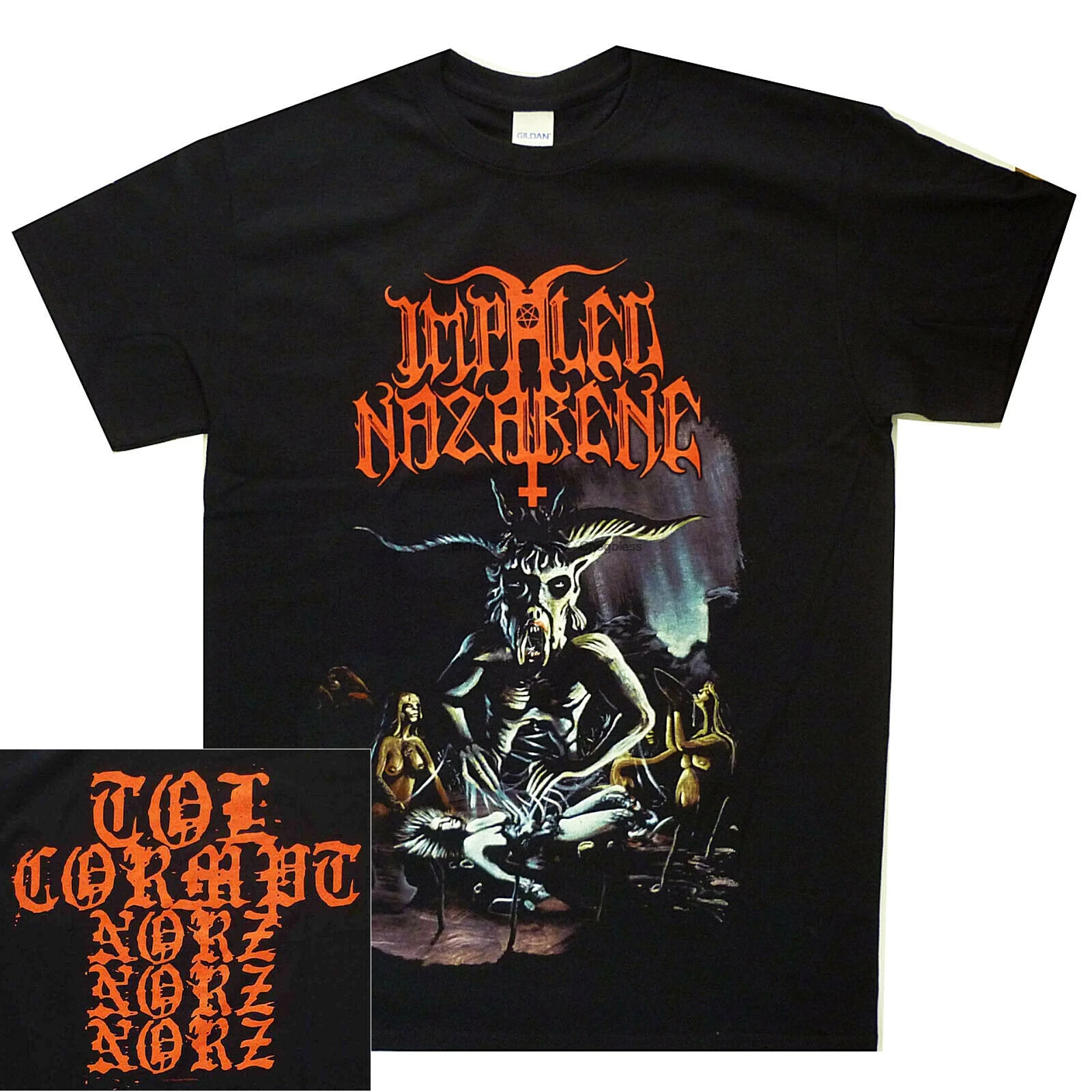 Черная металлическая футболка impale Nazarene Tol Cormpt Norz Shirt S M L XL XXL | Мужская одежда