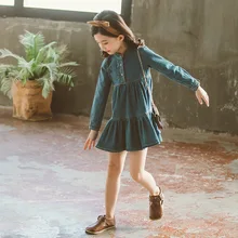 Maomaoleyenda/платье для девочек От 3 до 14 лет джинсы для маленьких девочек платье принцессы с длинными рукавами