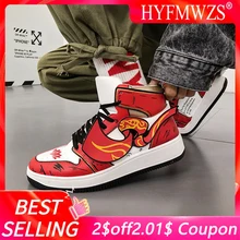 HYFMWZS/модная повседневная мужская обувь с граффити в стиле аниме; индивидуальная обувь; zapatillas hombre Deportiva; Красные кроссовки на платформе; размеры 39-44