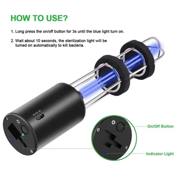 

Usb UV Light Safe Rechargeable Sterilizer Ultraviolet Bulb Germicidal Lamp Plus Mite Light Ozone Sterilization Lamp For Bedroom