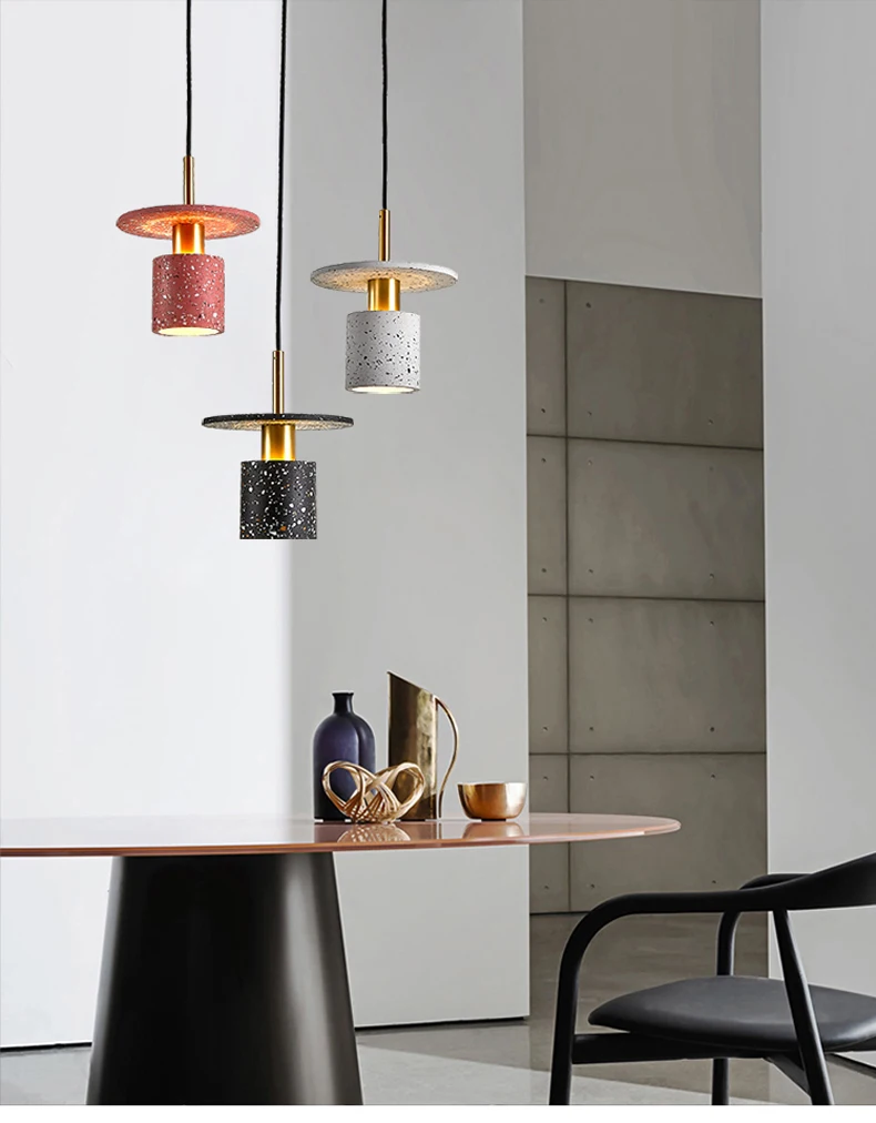 Description Picture 3 of itemDeyidnNordic Modern Terrazzo Small Chandelier Bar Cafe Counter Cement Industrial Wind Bedroom Bedside Lighting