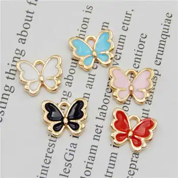 

Julie Wang 10PCS Enamel Butterfly Charms Mixed 5 Colors Small Insect Animal Pendants Alloy Gold Tone Jewelry Making Accessory