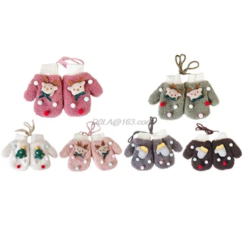 

Kids Children Gloves Cartoon Christmas Elk Cashmere Baby Boys Girls Warm Mittens
