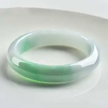 

Natural Burmese jade light green two-color 54-64mm bracelet, elegant princess jewelry, best gift