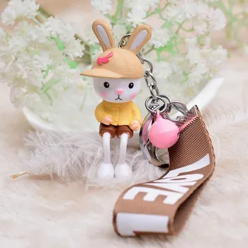 

HWASY1804 Latest new style 2020 Doll Hair Ball Keychain Pendant Love Webbing Bell Doll Keychain Cartoon Bag Ornaments keychains