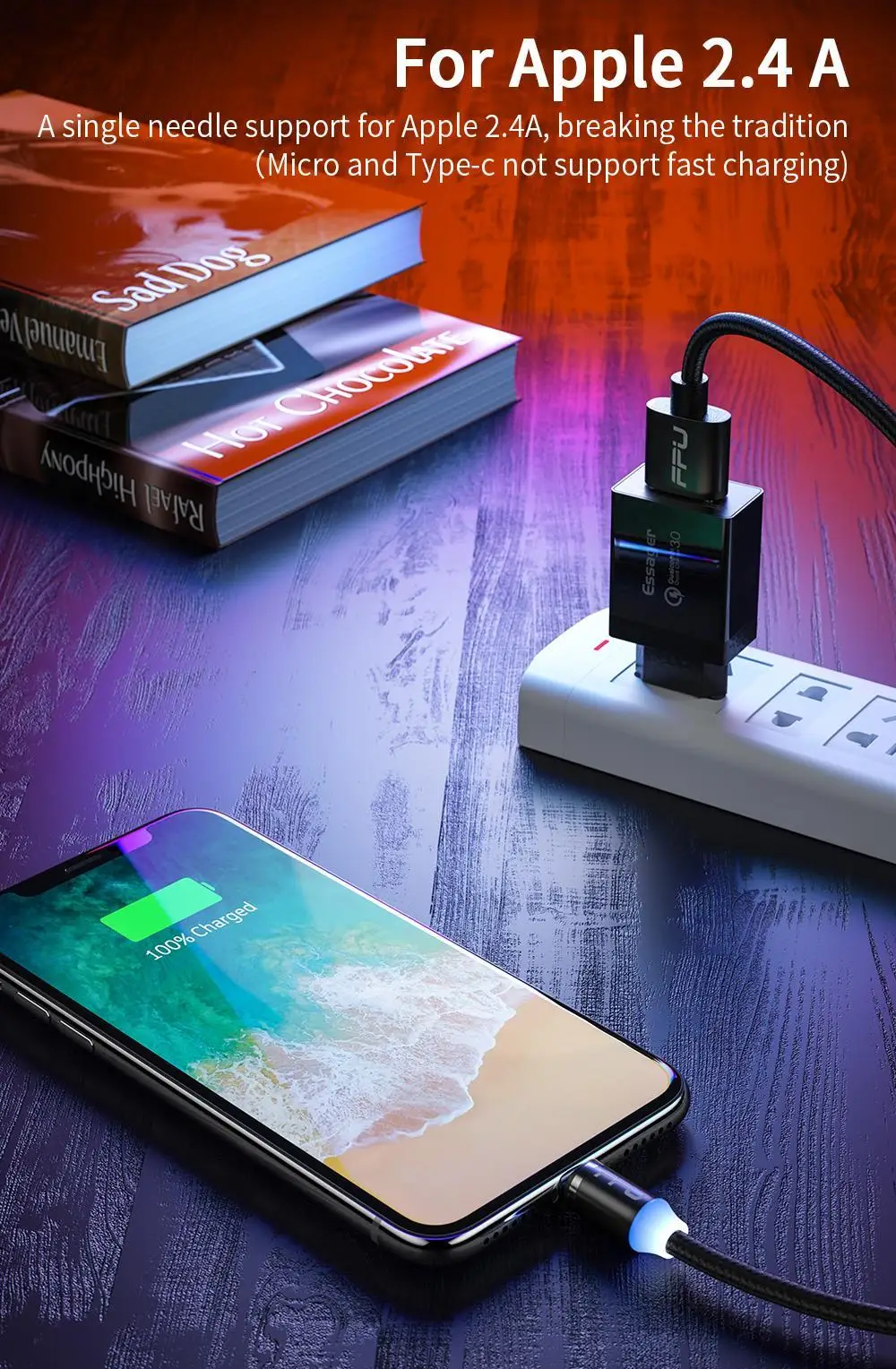 FPU Магнитный Micro usb type-C кабель для быстрой зарядки iPhone, samsung, Xiaomi, Магнитный зарядный шнур для мобильного телефона Android 3 м