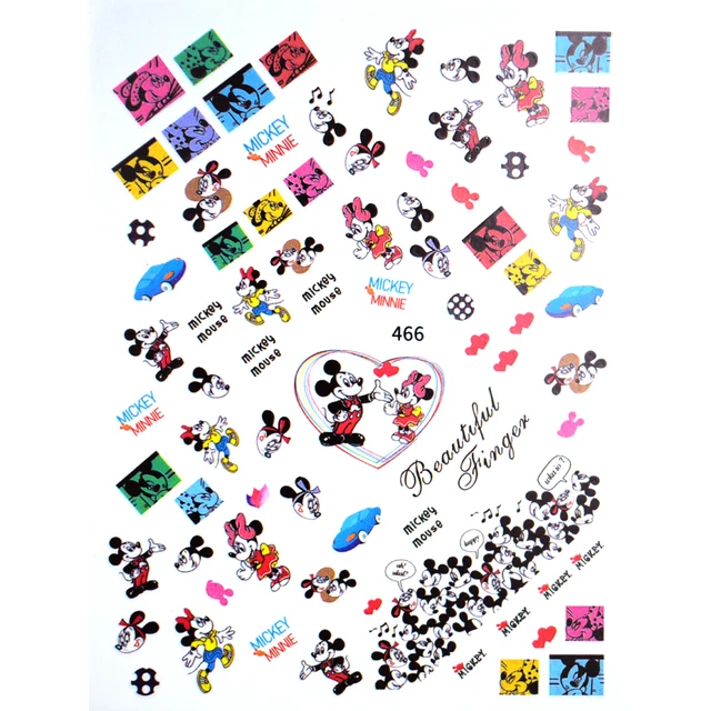 1PCS Disney Cartoon Anime Collection Star Design Nail Sticker Mickey Mouse Donald Duck Lion King Mermaid Stitch Nail Slider DD466