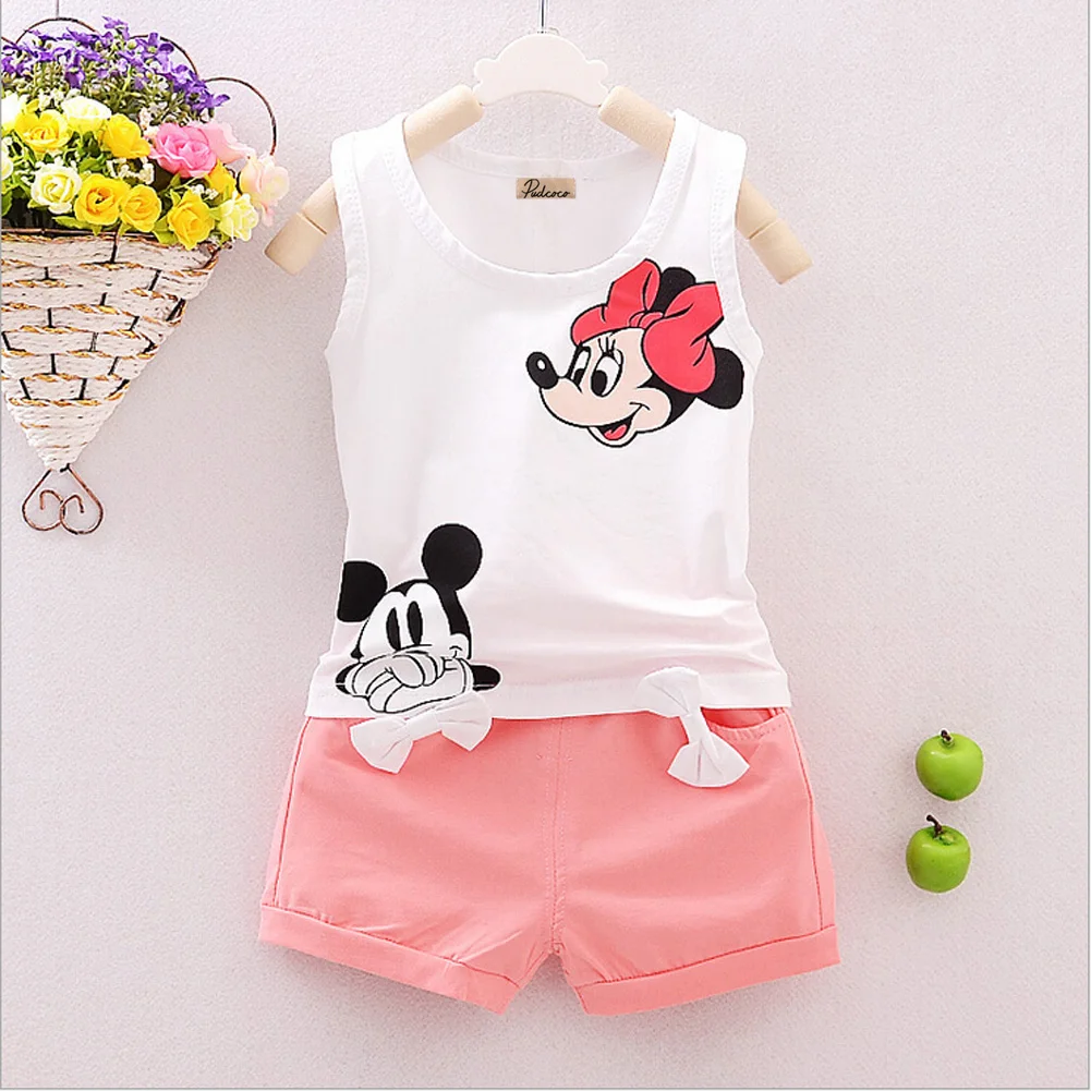 

2PCS Newborn Infant Kid Clothes Set Baby Girl Cartoon Minnie Mouse Vest Top+Shorts Outfits 2-4T Baby Clothing