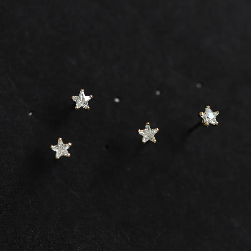 14K gold crystal stars small and exquisite beautiful earrings Small Gold Color Earring For Women | Украшения и аксессуары