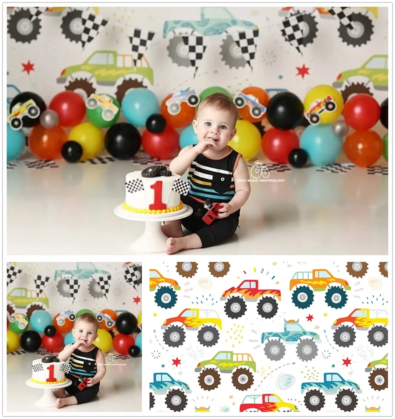 

Photography Backdrops Boys Car Patterns Newborns Baby Shower 1st Birthday Cake Smash Photo Background Studio Photocall Props