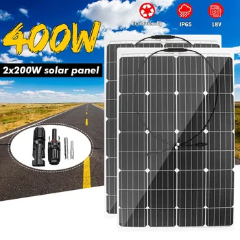 

400W/200W 18V Solar Panel Semi-flexible Monocrystalline Solar Cell DIY Module Waterproof Outdoor Connector Solar Battery Charger