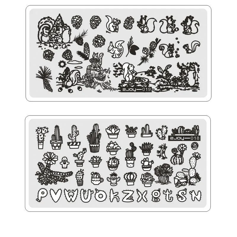 

1pcs Rectangle 12.5x6.5cm Nail Template Multi-Shape (Tree/Mushroom/1851/Cactus...) Template Stamp DIY Nail Tip Art Template x1pc