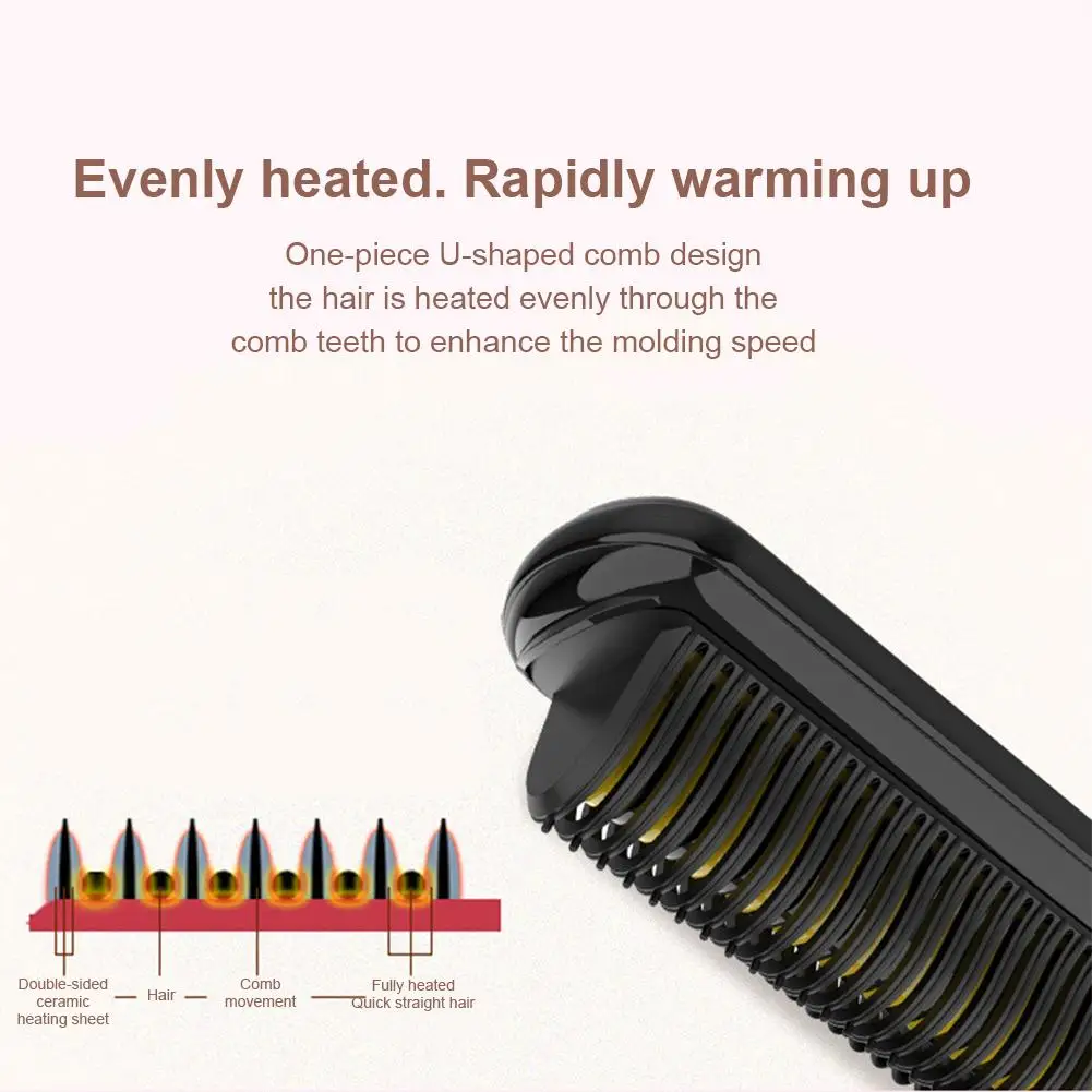 Electric Men Quick Beard Comb LED Display Portable Women Hair Straightening Brush Wet And Dry Hair Tools