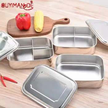

1 Grid /2 Grid/3 Grid Specifications Stainless Steel Square Bento Lunch Box Food Container Storage Dinnerware Portable Lunch Box