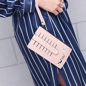 

Long Wallet Holder Billfold Purse Women's Cute Kitten Print Lady Purse Designer Wallets High Quality Bags For Women
