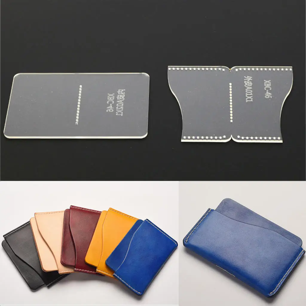 2 Pieces/Set Acrylic Card Bags Stencil Leather Pattern Template DIY Leathercrafts Tools leather craft tools leather craft template sewing stencils set