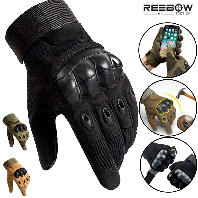 Military Tactical Full Finger Men Gloves Touch Screen Paintball Airsoft Hard Knuckle Outdoor Climbing Riding Army Combat | Спорт и
