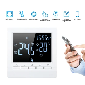 

Wi-Fi Smart Thermostat Digital Temperature Controller APP Control LCD Display Touch Screen Programmable Electric Floor Heating