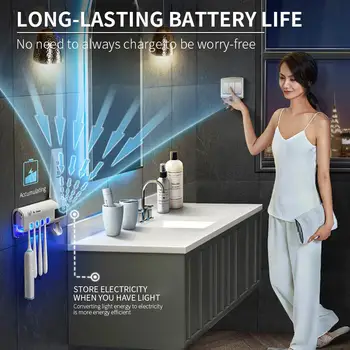 

UV ABS Toothbrush Disinfection Uv Disinfection Portable Wall Mount Toothpaste Squeezer Bathroom Toothbrush Sterilizer