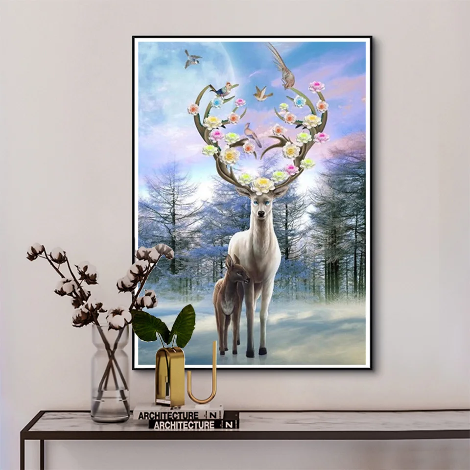 5D DIY Diamond Painting Sika Deer Rhinestone Embroidery Full Square/Round Animal Diamond Embroidery Mosaic Home Decoration Gifts