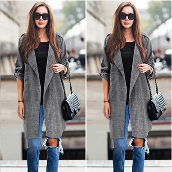 

Spring Autumn Women's Slim Long Jacket Fit Outwear Pillow Open Stitch Streetwear Long Sleeve Pocket Stitching Jacket Women Coat