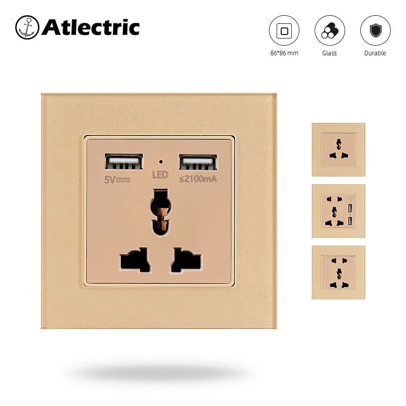 Универсальная Многофункциональная розетка Atlectric настенная с двумя USB портами